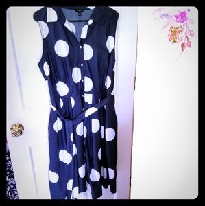 Talbots Navy and White polka dot summer dress